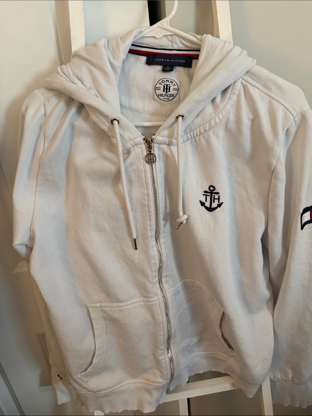 Tommy Hilfiger Women’s White Anchor Zip Hoodie